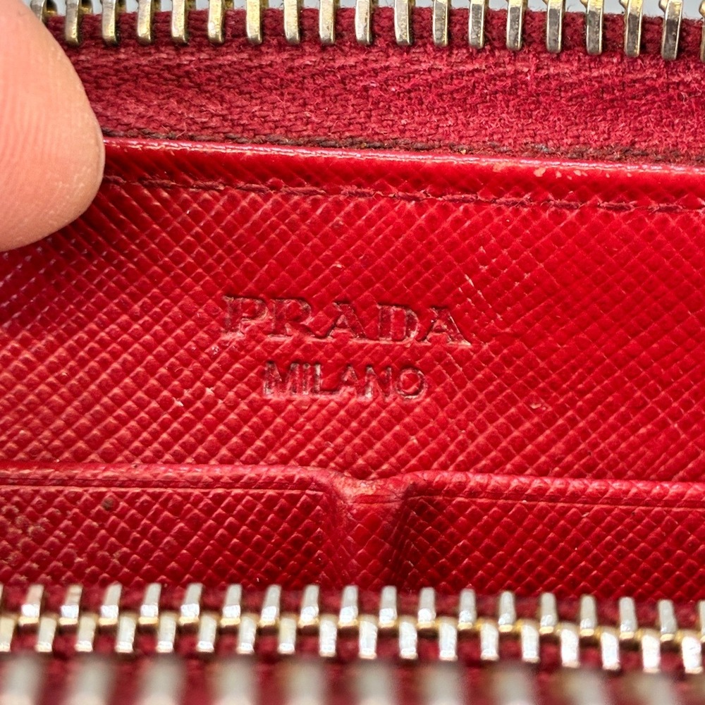 Prada Wallet Saffiano Bow Zip Around Womens OS Red Luxury Designer Leather READ - Picture 8 of 15
